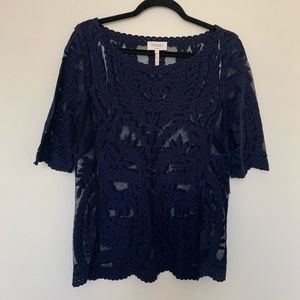 NWT blue lace laundry by shelli segal top